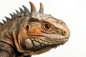 Fototapeta premium Majestic Iguana Profile: Close-Up of Reptile's Intricate Scales and Regal Appearance