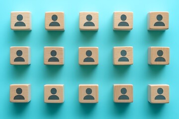 Blue Background Top View Minimalist Diversity Icons Human Resources Graphic Design