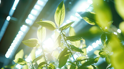 Fototapeta premium Close-up of an artificial photosynthesis installation generating hydrogen fuel from sunlight 