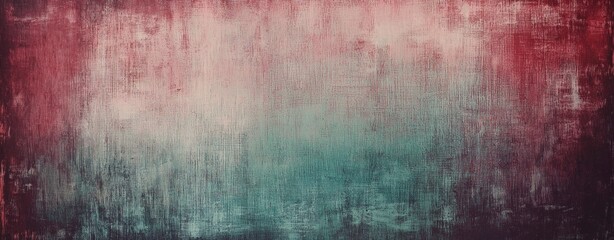 Fototapeta premium Red and teal gradient background features brushstrokes and texture, creating a distressed and artistic backdrop perfect for various design projects