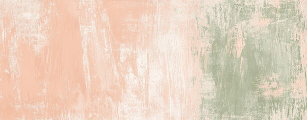 Fototapeta premium Peach and green brushstrokes blend together, creating an abstract textured background with a gradient effect, ideal for design projects
