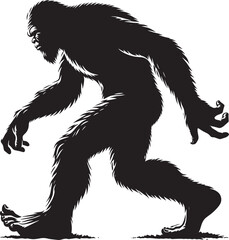 Fototapeta premium Giant Bigfoot Yeti silhouette vector illustration isolated on white background