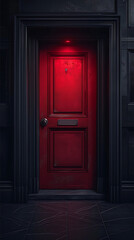 dark room with red door cinematic