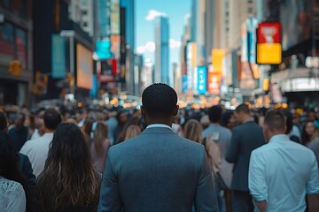 Obraz premium Businessman Walking in City Crowd During Daytime