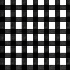Obraz premium Black and white gingham pattern with a rustic, hand-drawn look.