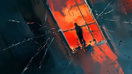 Vibrant Cartoon Style of Isolation with Glass Cracks