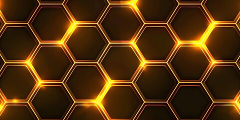 Obraz premium A glowing hexagonal pattern with a dark background, creating a modern, abstract design.