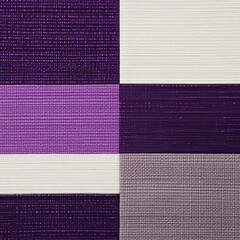 Fototapeta premium Close-up of purple, white, and gray checkered fabric with textured weave.