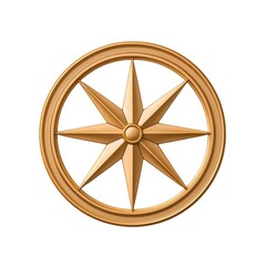 A golden compass rose symbolizing navigation and direction, featuring an eight-pointed star design within a circular border.
