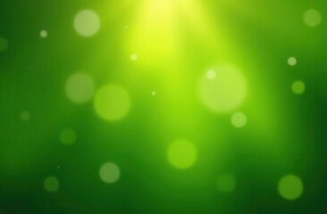 Obraz premium Green abstract background with round bokeh circles, blurred