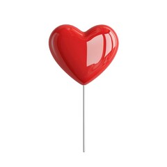 A bright red heart-shaped balloon on a stick, symbolizing love and affection, perfect for celebrations and romantic occasions.