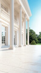 Obraz premium Stunning view of a classic building with white columns and a clear blue sky.