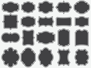Badge shape vector military shield silhouettes. Security, football patches isolated on white background. Illustration shield shape protection, black security and football badge