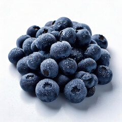 Frozen Blueberries on White Backdrop