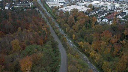 Aerial view of the highway 486 near Langen, Hesse, Germany.