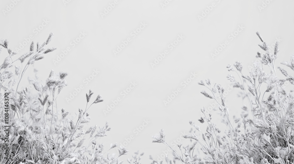 Aufkleber frozen grass and plants covered in a light layer of frost