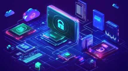 Visual representation of the SASE concept featuring digital security icons and cloud technology for modern network solutions.