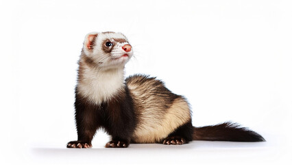 Fototapeta premium Sitting ferret, isolated on white background.