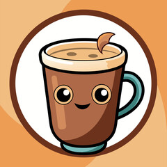 Image of a cup of coffee on an abstract background, abstract art, Vector design on a white background, logo for a website, banner for printing and advertising, LIFE BEGINS WITH COFFEE