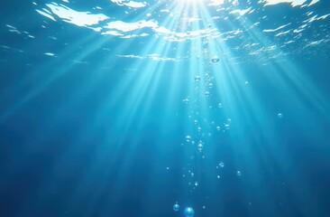 Obraz premium Underwater blue ocean or sea and white sand for background or backdrop