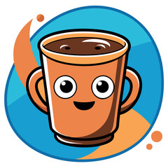 Image of a cup of coffee on an abstract background, abstract art, Vector design on a white background, logo for a website, banner for printing and advertising, LIFE BEGINS WITH COFFEE