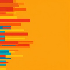 Abstract orange background with colorful horizontal stripes.