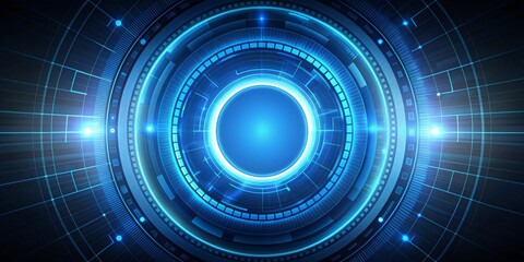 Fototapeta premium Abstract Blue Digital Interface, Digital Art, Futuristic Technology , Tech, Interface