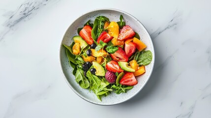 Fresh vegetable salad preparation kitchen food photography bright environment close-up view healthy eating concept
