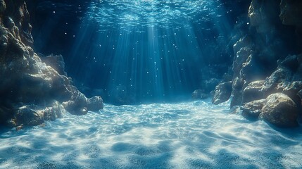 An underwater scene with the ocean floor, Beautiful under water background