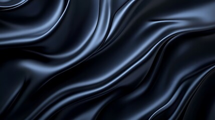 Obraz premium Black silk satin background with smooth waves