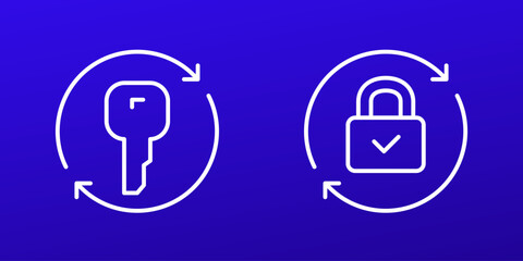 change key, password line icons, line vector design