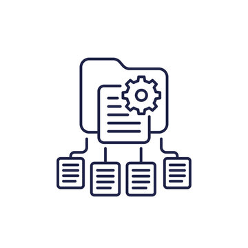 classification line icon with folder and documents