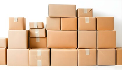 Obraz premium Cardboard boxes isolated on a white background with copy space