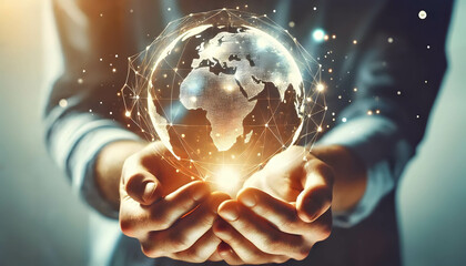 Global connectivity and innovation for technology presentations, fintech marketing, and sustainability campaigns