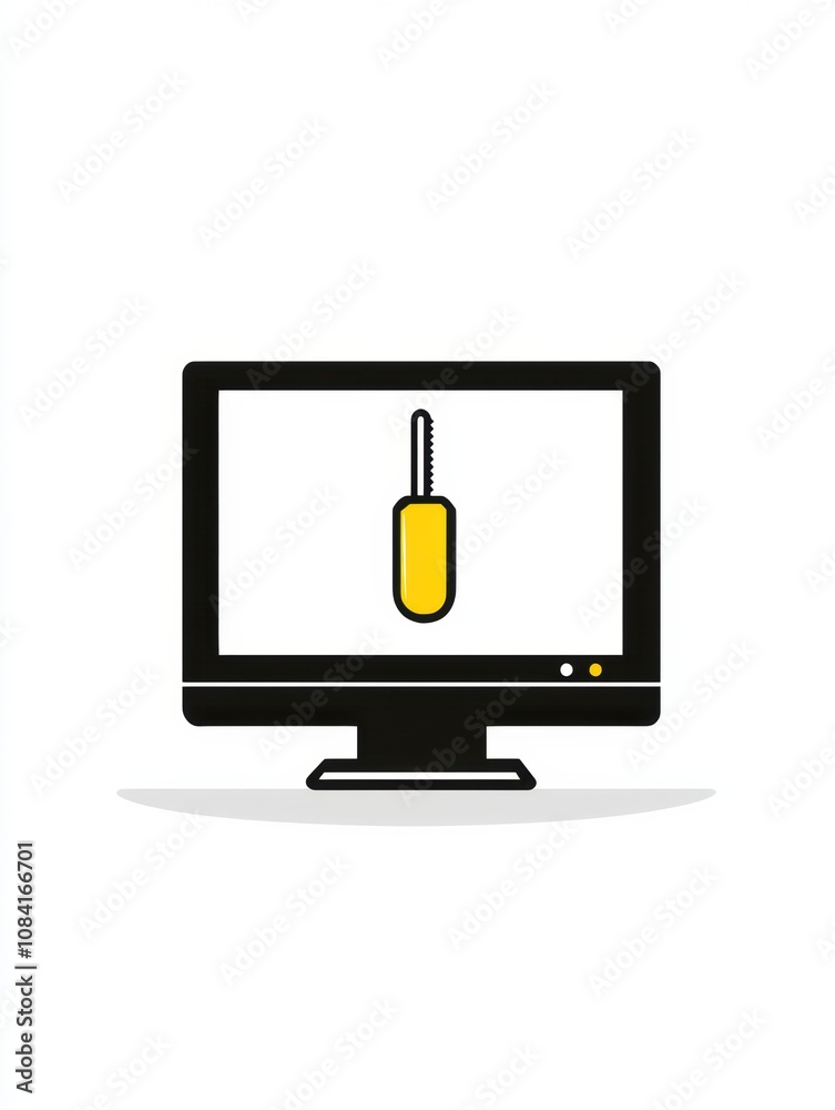 Poster a computer screen shows a yellow screwdriver icon, suggesting the need for maintenance or repairs in