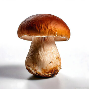 Porcini Mushroom Resting on Clean White Surface