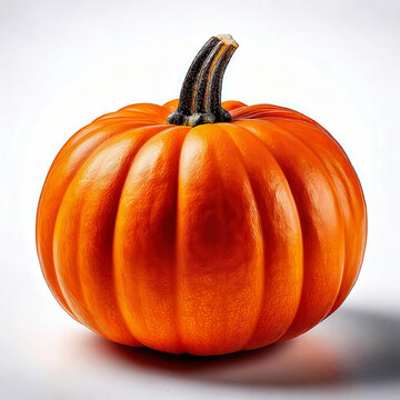 Small Orange Pumpkin with Smooth Skin on White Background