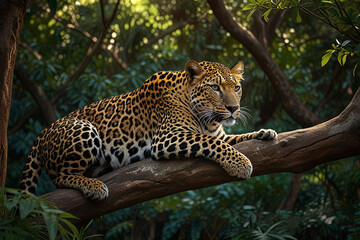Naklejka premium leopard in the tree