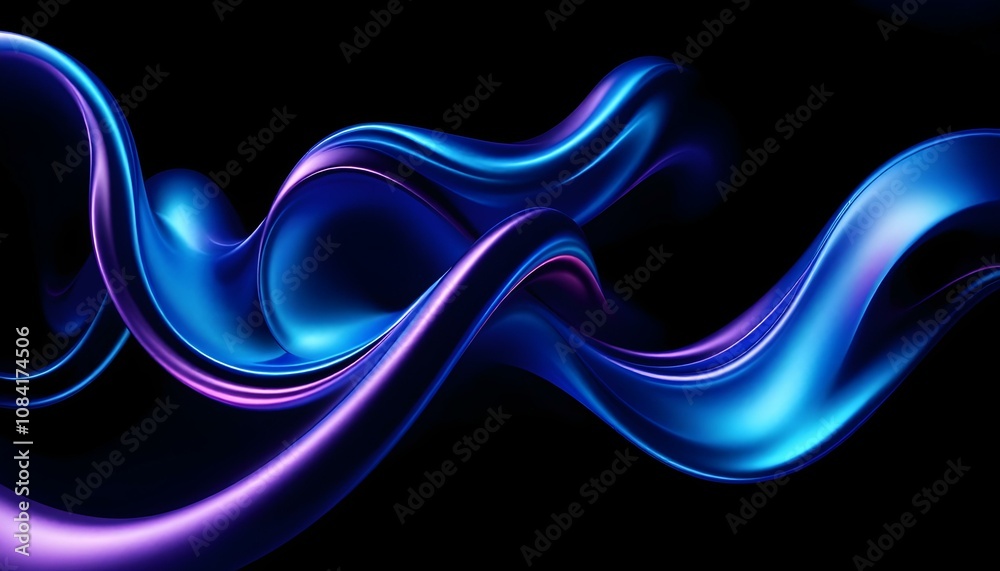 Poster Abstract 3D background bright glass colorful gradient fluid wave render texture. Gradient design element for banners, backgrounds, wallpapers, posters and covers