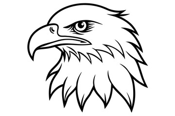 Obraz premium Eagle Head Line Art Silhouette Vector Illustration on White Background