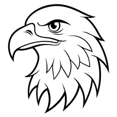 Obraz premium Eagle Head Line Art Silhouette Vector Illustration on White Background