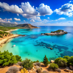 Fototapeta premium turquoise bay on the akamas peninsula