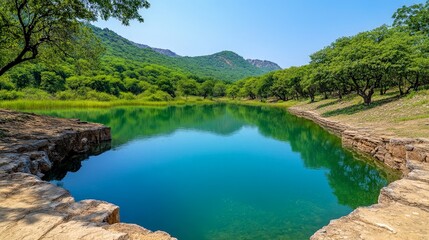Obraz premium Serene Sajjangarh Wildlife Sanctuary Landscape