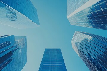 Fototapeta premium Glass Skyscrapers, Geometric Pattern, Urban Architecture