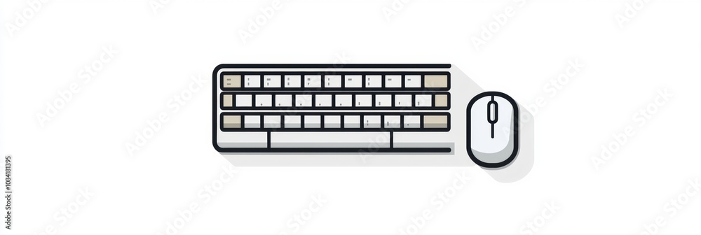 Leinwandbilder A minimalist keyboard and mouse icon featuring a clean design, ideal for applications related to technology and computing. Generative AI
