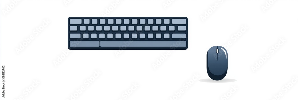Aufkleber This graphic features a simple keyboard and mouse icon designed for use in technology-related projects and presentations. Generative AI