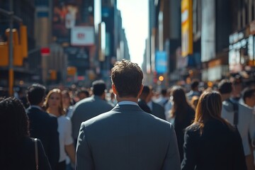 Grey Suit in Blurred City Commute