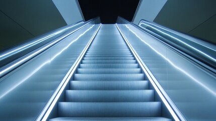 Fototapeta premium Illuminated Escalator: A Stairway to Modernity