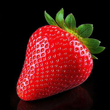 Fresh Strawberry on Dark Background with Detail