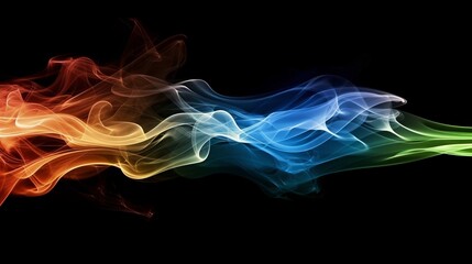 Fototapeta premium Wallpaper Colorful smoke is flowing on black background forming abstract shapes